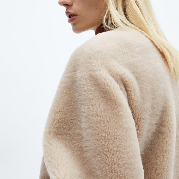 Mango Tan Shearling Jacket Cozy and Stylish - Picture 6 of 10